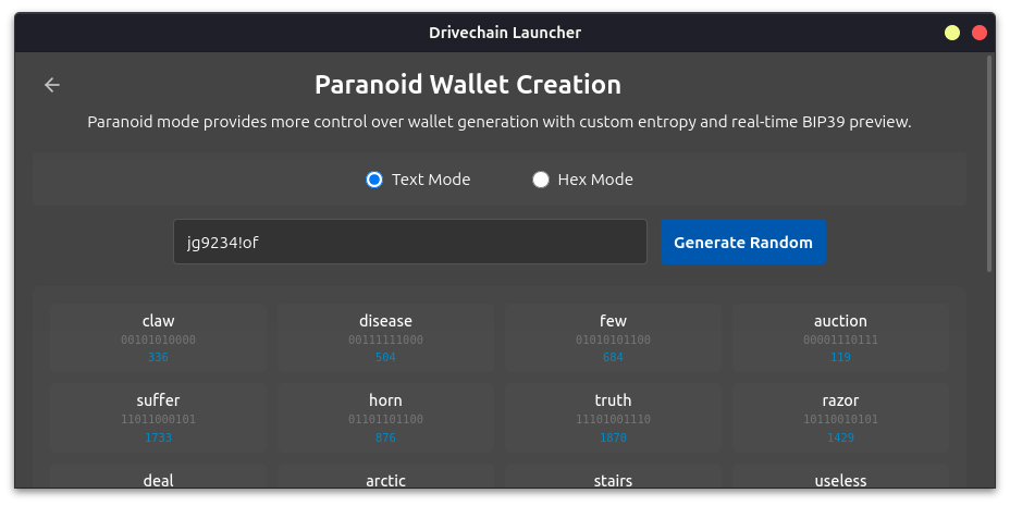 Wallet creation